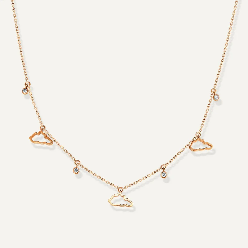 wedding pendant necklaces for women -Allusia Love Three 18K Rosegold Necklace w. Diamonds