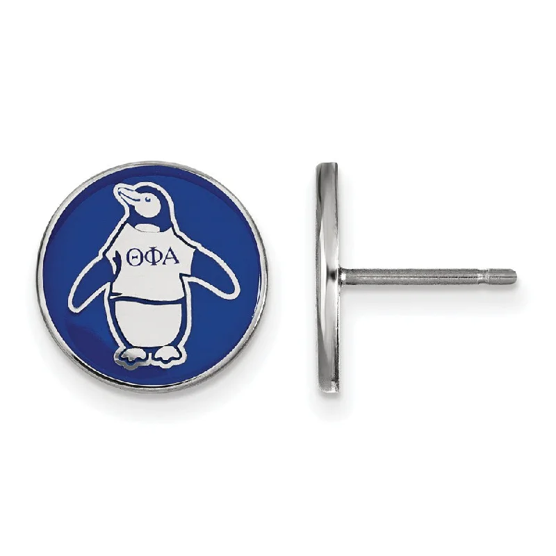 pearl earrings for women -Sterling Silver & Enamel Theta Phi Alpha Penguin Post Earrings