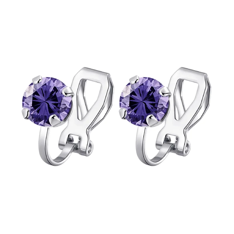 elegant gemstone earrings -Light Purple Crystal Clip On Earrings Created with Zircondia® Crystals