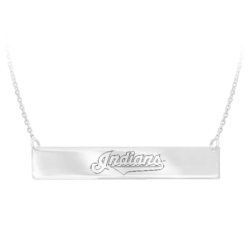 personalized pendant necklaces for women -Cleveland Indians Bar Necklace Sterling Silver MLB Licensed