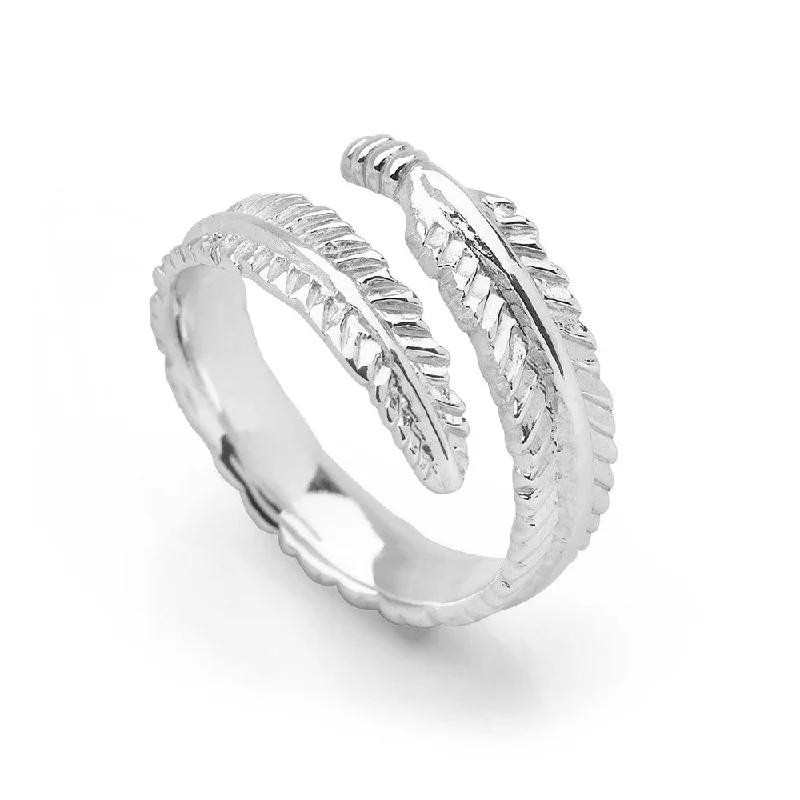 wedding ring sets for women -White Feather Ring