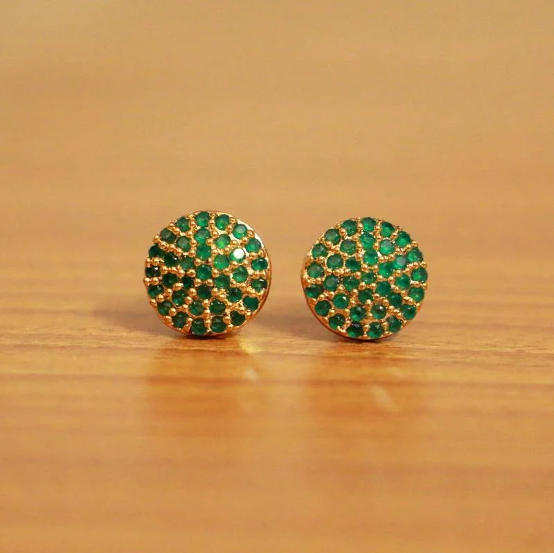 luxury earrings for women -Emerald Look Pave Setting Studs