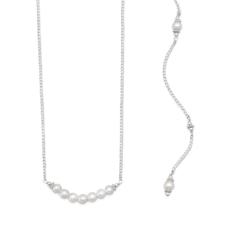 gemstone pendant necklaces for women -Long Back Drop Bridal Necklace with Cultured Freshwater Pearls Sterling Silver