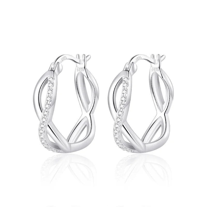 birthday gift earrings for women -Sterling Silver Infinity Crystal Hoop Earrings Created with Zircondia® Crystals