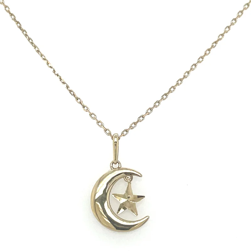 statement necklaces for women -9ct Yellow Gold Star And Moon Necklace