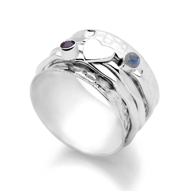 white gold rings for women -Love Drops Spin Ring