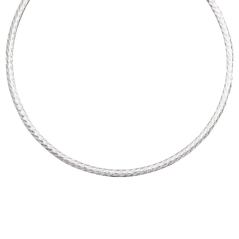 sparkling necklaces for women -Omega Necklace with Reversible Two-Finish Rhodium on Sterling Silver-Nontarnish