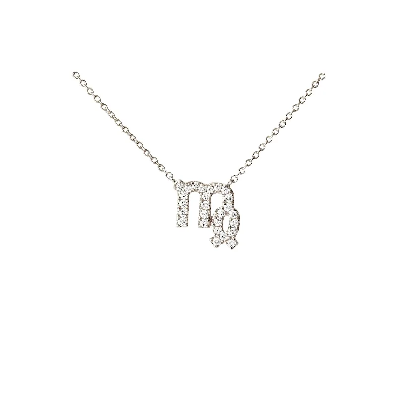 silver necklaces for women -Petit Sign Virgo 18K Whitegold Necklace w. Diamonds