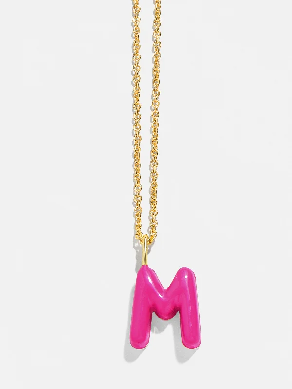 silver chain necklaces for women -Mini Bubble Initial Necklace - Hot Pink