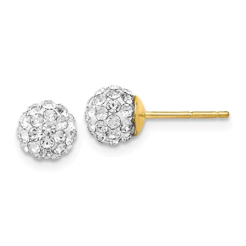 romantic earrings for women -6mm Crystal Ball Earrings with a 14k Yellow Gold Post