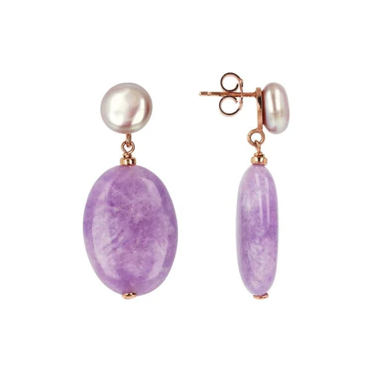 bridal hoop earrings for women -Bronzallure Maxima Lavender & Pearl Earrings