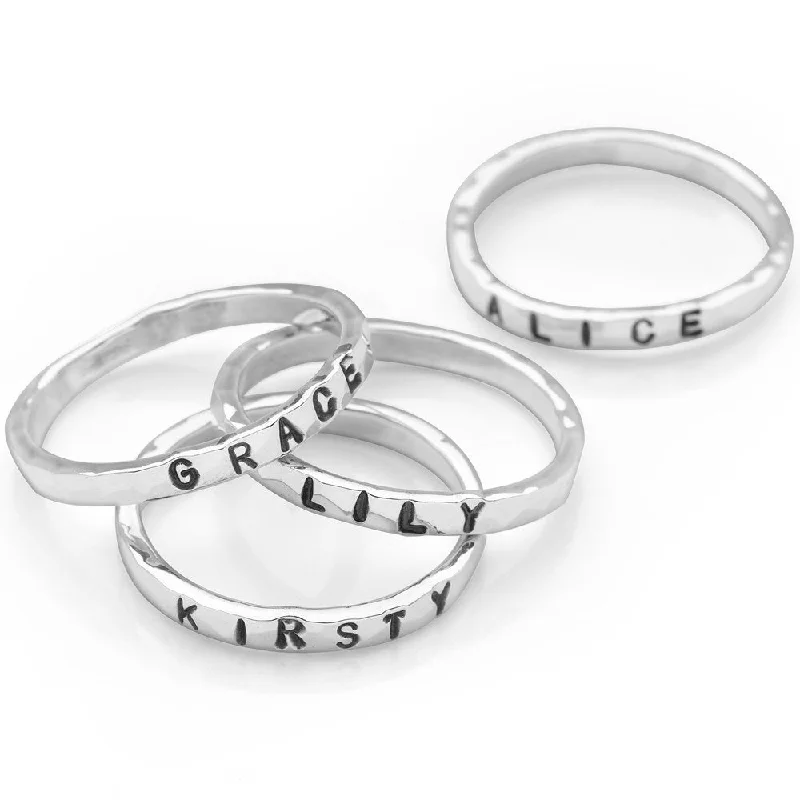 large statement rings -Personalised Hammered Ring (Silver)