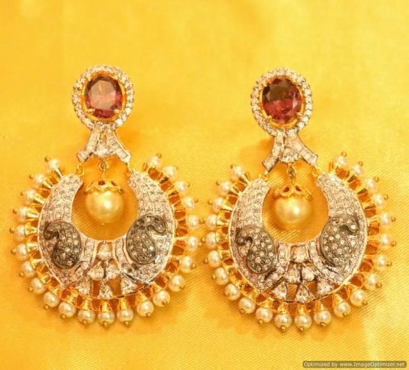 gold dangle earrings for women -Victorian Look Chaand Baali Earrings