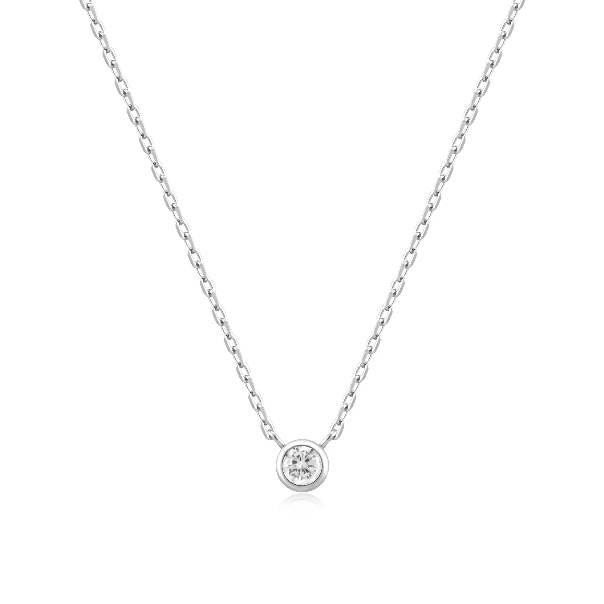 sterling silver necklaces for women -Ania Haie Silver Round Solitaire Cubic Zirconia Necklace