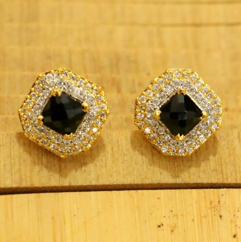 elegant dangle earrings for women -Black Onyx Diamond Look Earrings