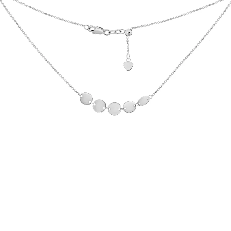 fine jewelry necklaces for women -Choker Necklace with Disks Chain 14k White Gold - Adjustable