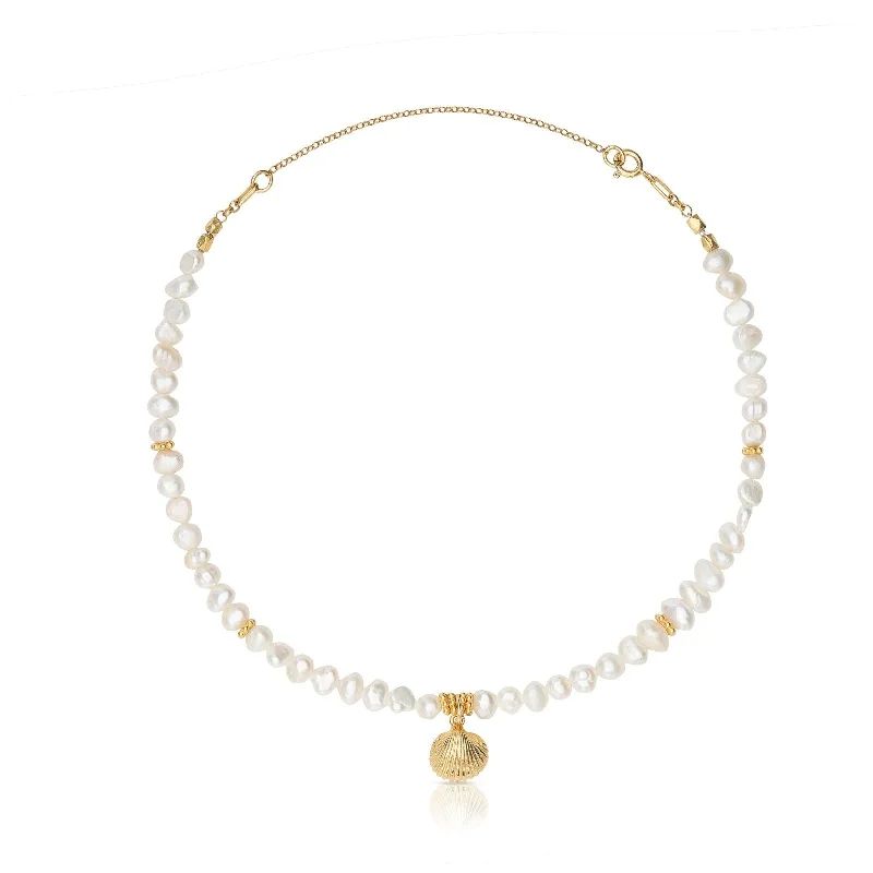 simple gold necklaces for women -Collar Langob 18K Gold Plated Necklace w. Pearls