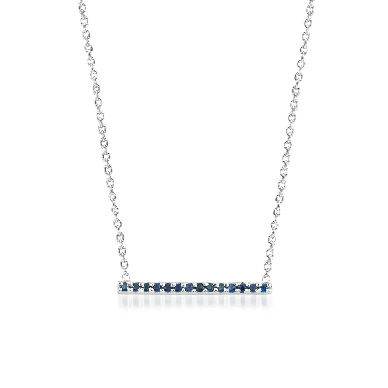 boho necklaces for women -Claire Bar 18K Gold Necklace w. Blue Sapphires