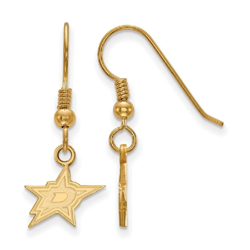 multi-colored earrings for women -SS 14k Yellow Gold Plated NHL Dallas Stars XS Dangle Earrings