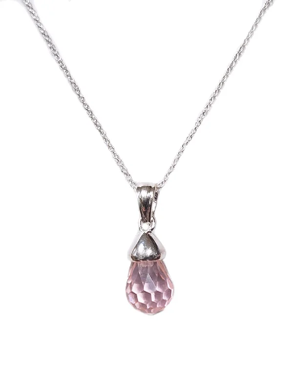 silver necklaces for women -Pink Cubic Zirconia Necklace Sterling Silver