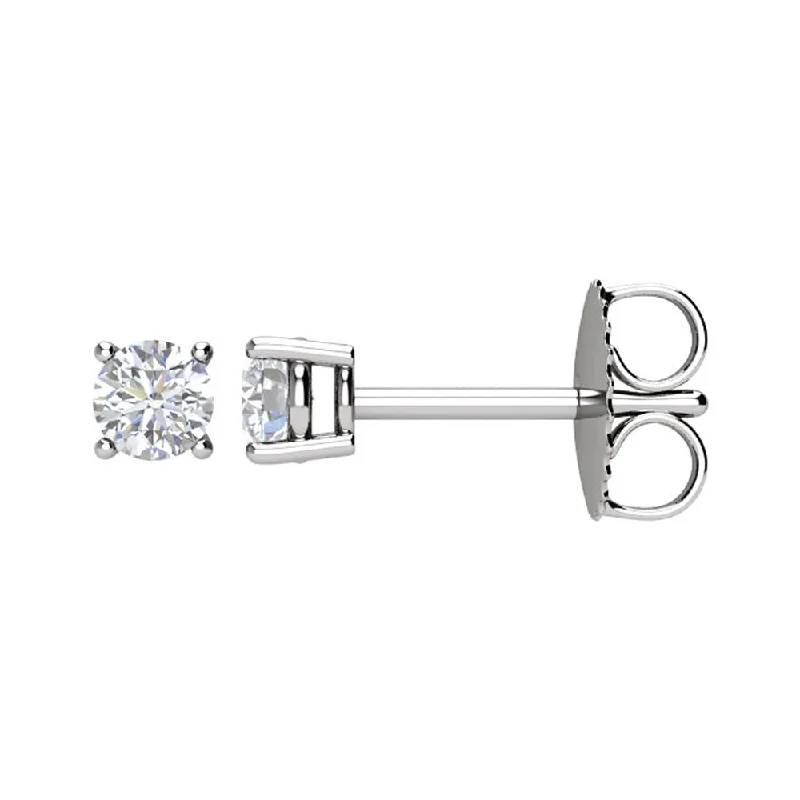 minimalist earrings for women -Platinum 4mm Round 1/2 CTW (G-H, SI2-SI3) Diamond Basket Style Studs