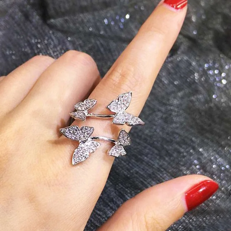 dainty rings for women -Flying Butterfly Romantic Gold/Rose Gold/Silver Color Midi Ring