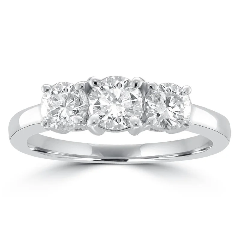 diamond rings for women -14KT White Gold 1.00 CTW Diamond 3 Stone Ring