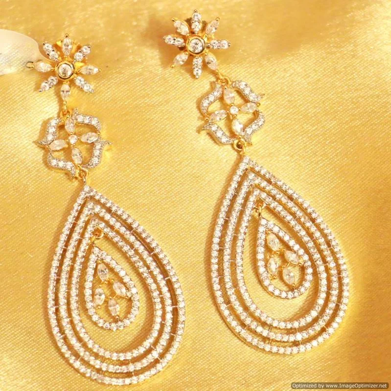 trendy silver earrings for women -Diamond Look Party Wear Danglers