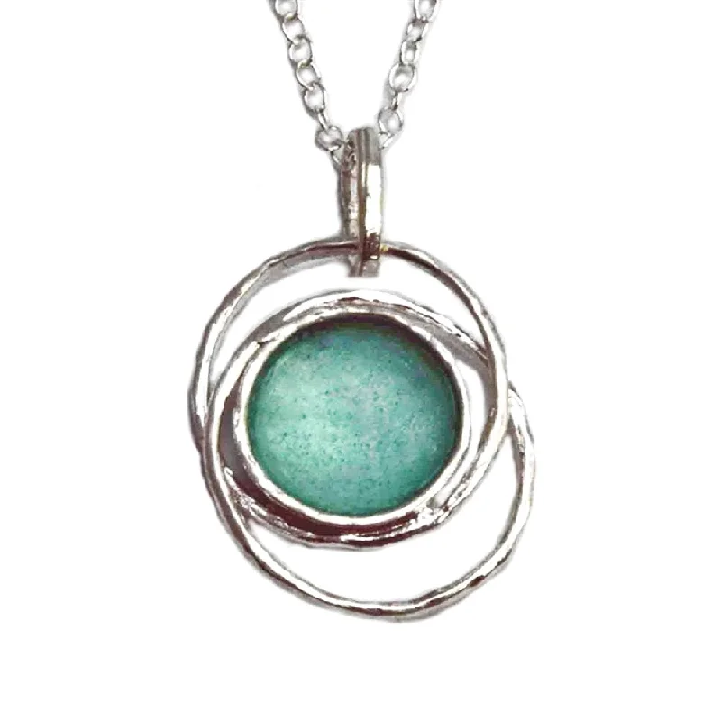 double chain necklaces for women -Ancient Roman Glass Concentric Circle Necklace Sterling Silver Made in Israel