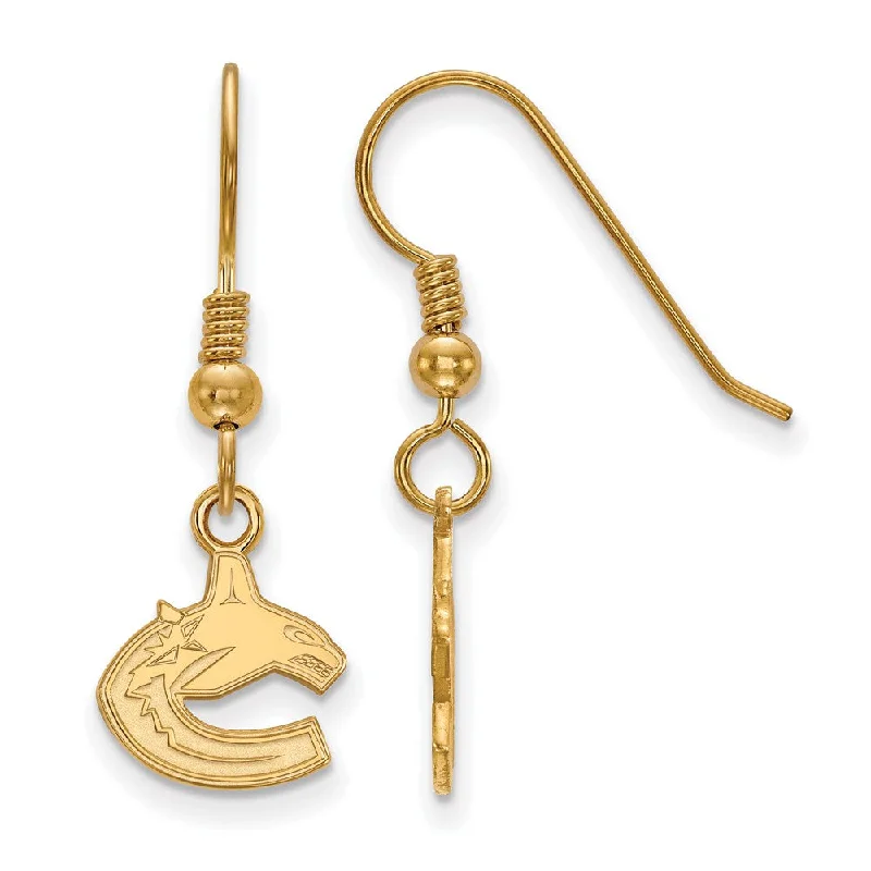 chunky earrings for women -SS 14k Yellow Gold Plated NHL Vancouver Canucks XS Dangle Earrings