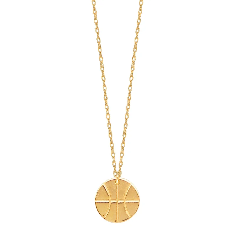 fashion gold necklaces for women -14k Yellow Gold Basketball Necklace Adjustable Length - So You