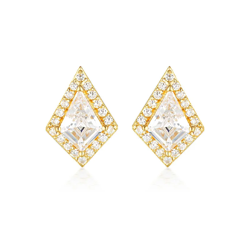 pearl stud earrings for women -Georgini Rock Star Shield Gold Earrings