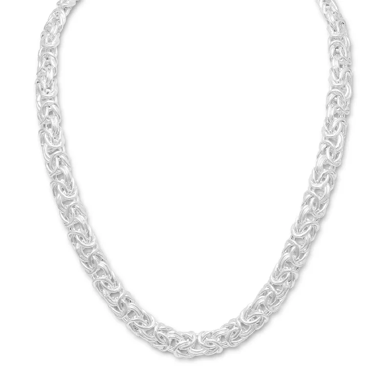 fashionable choker necklaces for women -Byzantine Chain Necklace 12mm Sterling Silver 18-inch Length