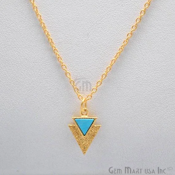 dainty gold necklaces for women -Triangle Gemstone Gold Pendant Necklace Chain (Pick your Gemstone)