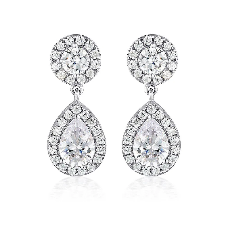 big statement earrings for women -Georgini White Cubic Zirconia Rhodium Silver 3mm Earrings