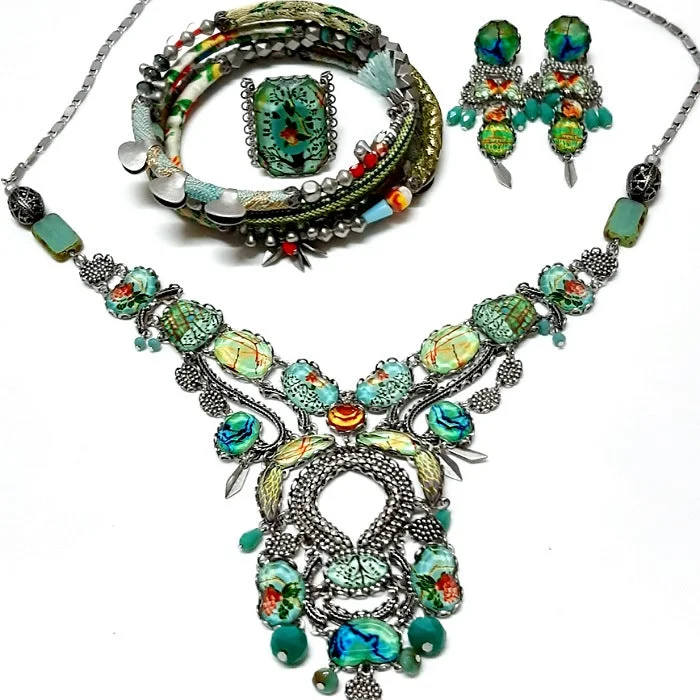 modern necklaces for women -AYALABAR NECKLACE LEMON LIME AND TEAL