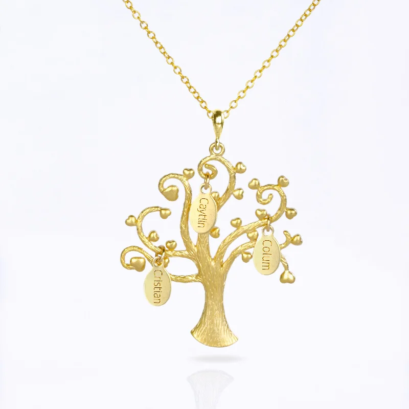 wedding chain necklaces for women -Family Swirly Tree Necklace with Kids Names