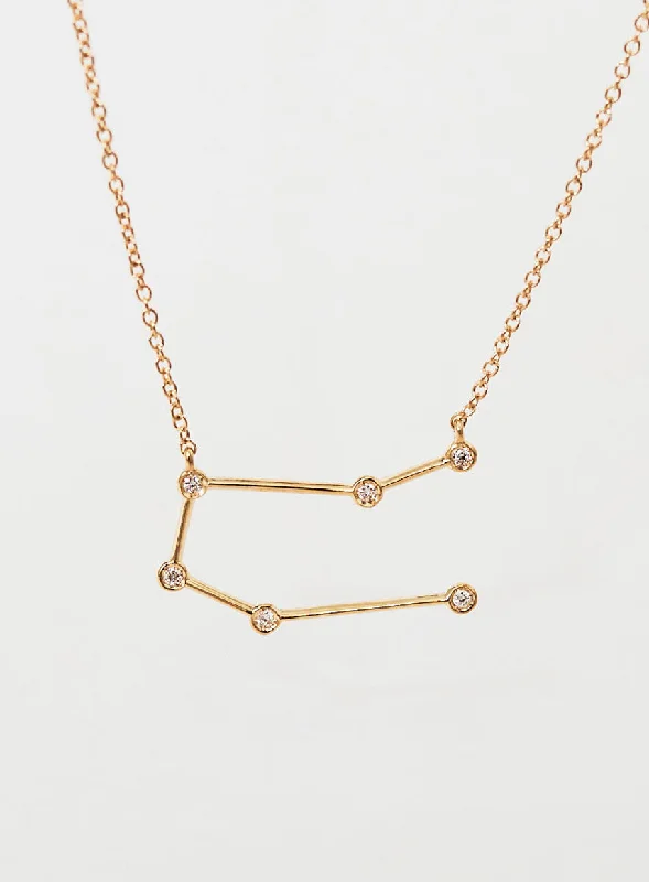 geometric necklaces for women -Star Sign Gemini 18K Gold Necklace w. Diamond