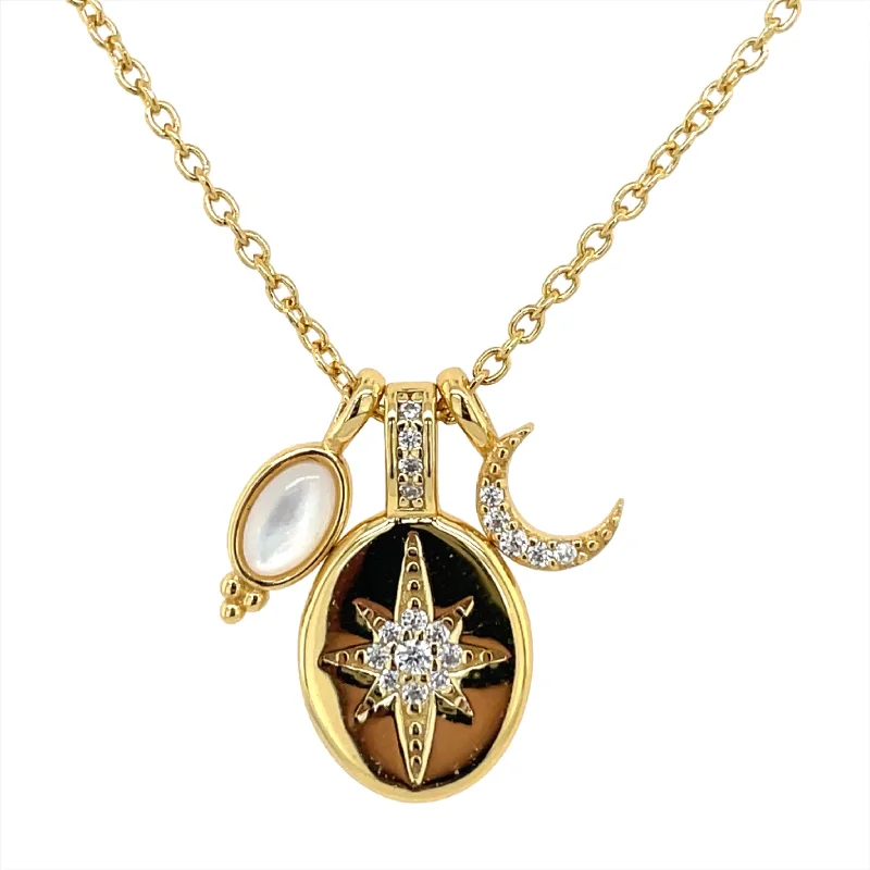 layered necklaces for women -Golden Cz Astral Necklace