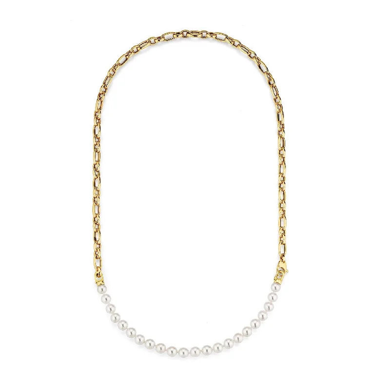 crystal drop necklaces for women -18K Gold Necklace w. Akoya Pearls