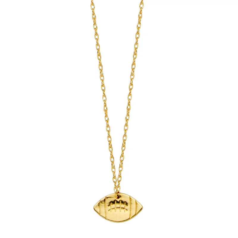 vintage-style necklaces for women -14k Yellow Gold Football Necklace Adjustable Length - So You