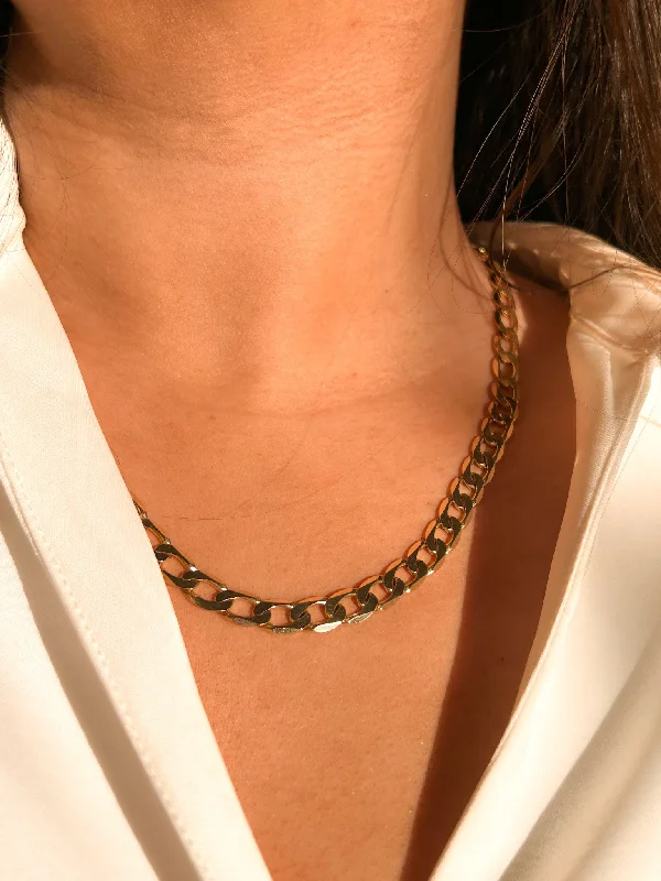 double chain necklaces for women -Vintage 9ct Yellow Gold Solid Curb Link Necklace