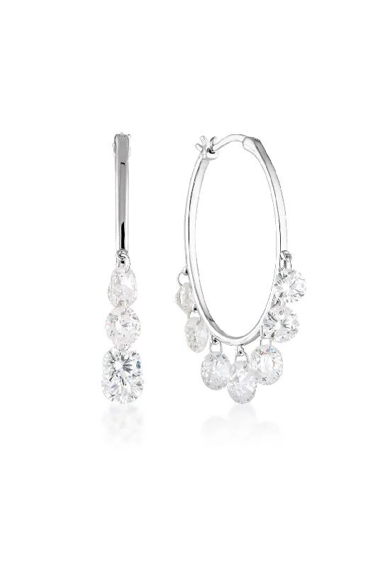 modern pearl earrings for women -MIRAGE EDITH HOOP EARRINGS SILVER