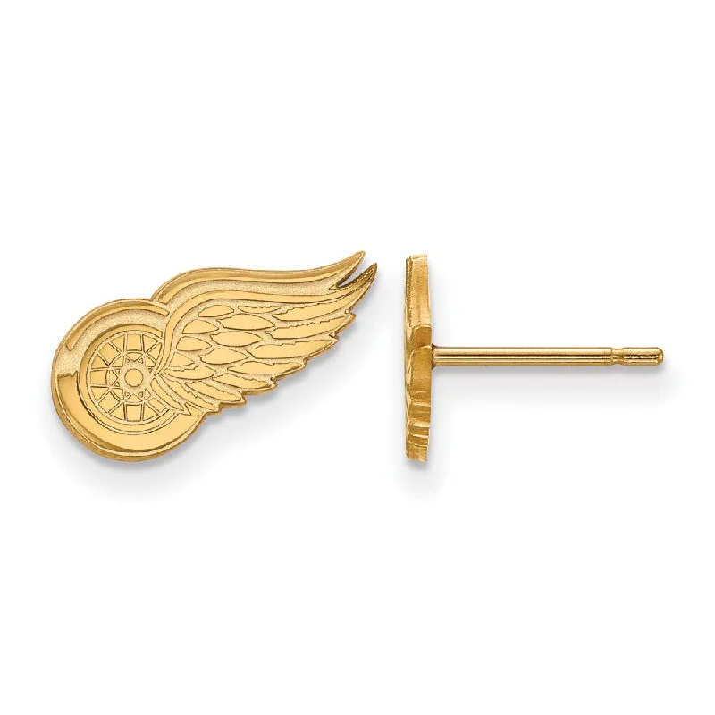 long earrings for women -SS 14k Yellow Gold Plated NHL Detroit Red Wings XS Post Earrings