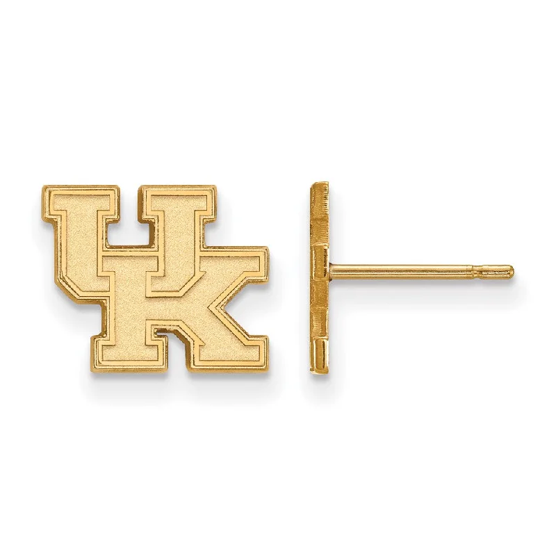 handmade silver earrings for women -14k Yellow Gold University of Kentucky XS (Tiny) 'UK' Post Earrings