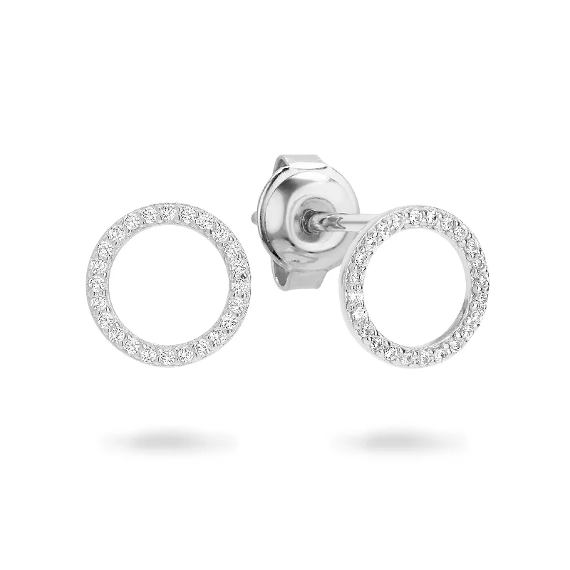 gold stud earrings for women -GEORGINI 02.ARA RHODIUM EARRING