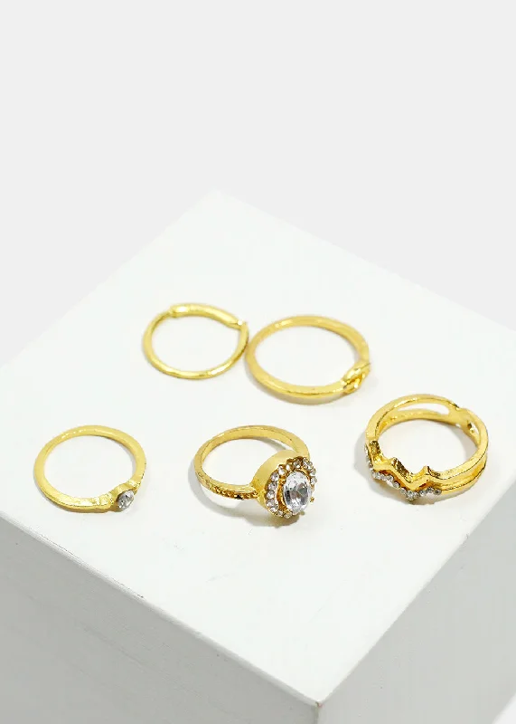 floral rings for women -5-Piece Gemstone Toe Rings