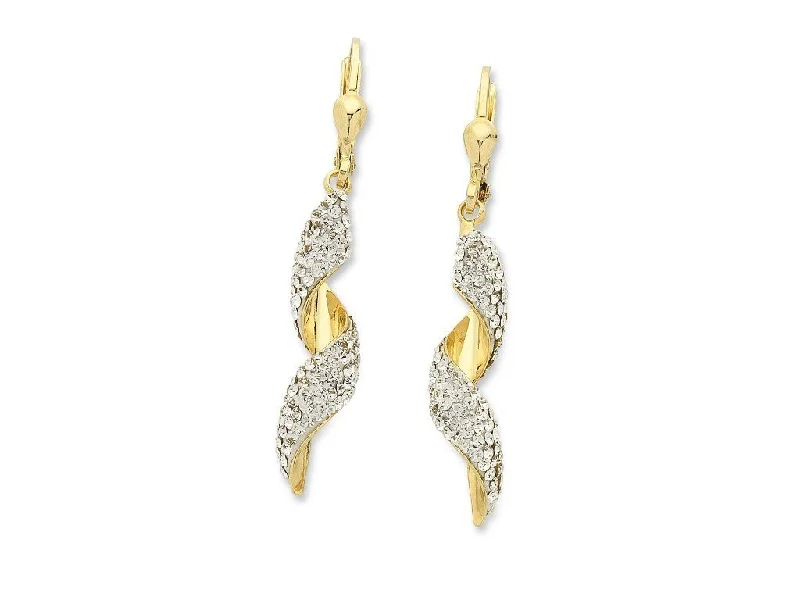 silver earrings for women -9ct Yellow Gold Silver Infused Swirl Earrings