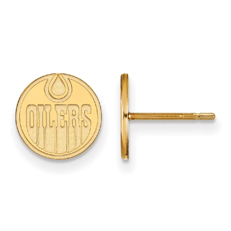 evening drop earrings for women -SS 14k Yellow Gold Plated NHL Edmonton Oilers XS Post Earrings