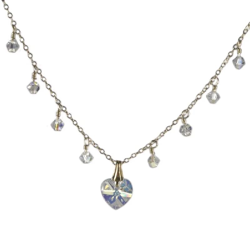 classic gold necklaces for women -Heart Necklace Made with Swarovski(R) Crystal 14k Gold-filled